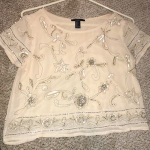 Nude Forever 21 beaded crop top
